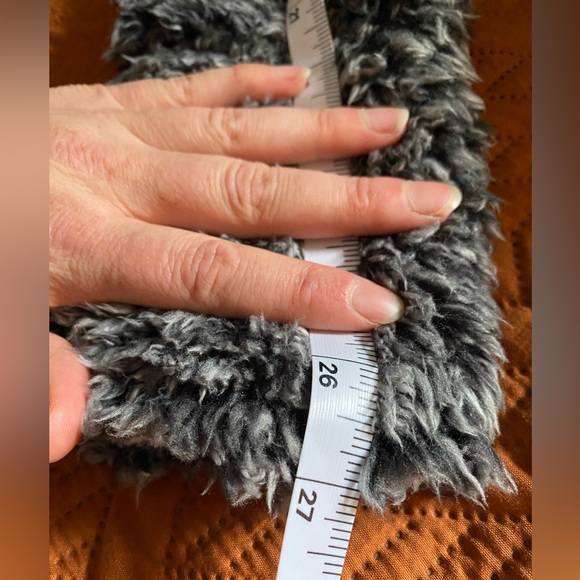 MARLEYLILLY Gray & White Sherpa with Brown Suede Detail, Oversized Hoodie - Picture 11 of 11